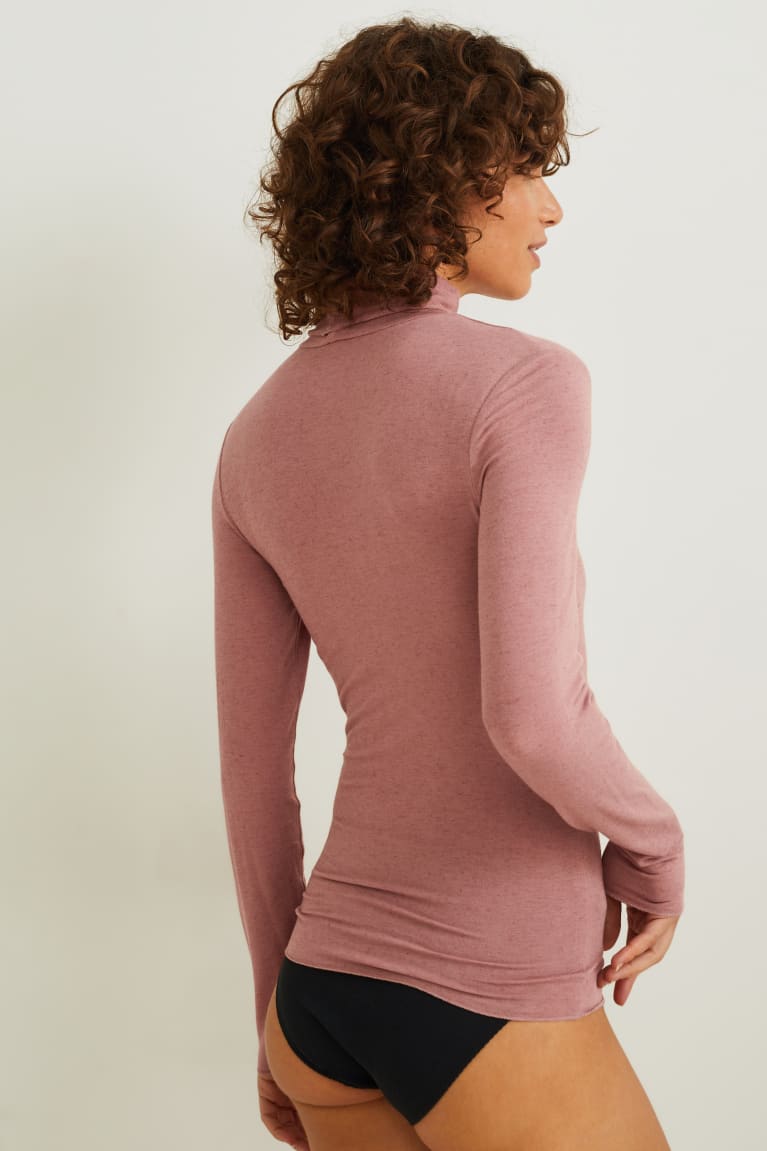  Rose Sous Vêtement C&A Polo Neck Containing Cashmere - france QBJ-8166868