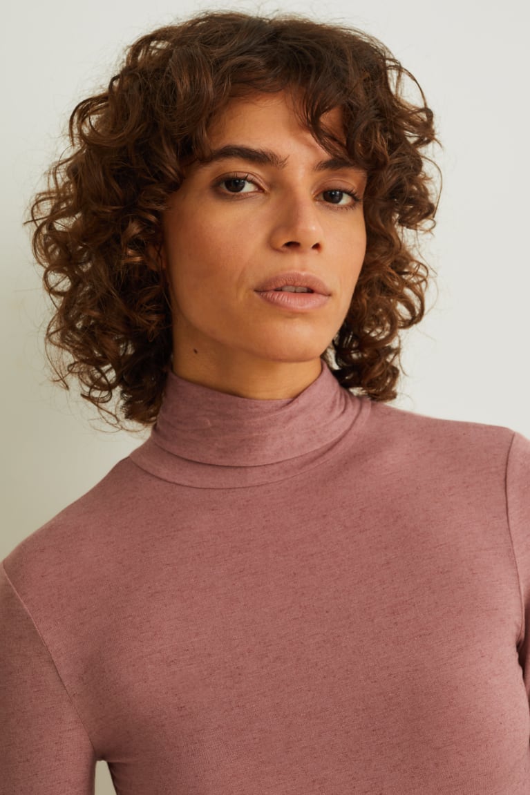  Rose Sous Vêtement C&A Polo Neck Containing Cashmere - france QBJ-8166868