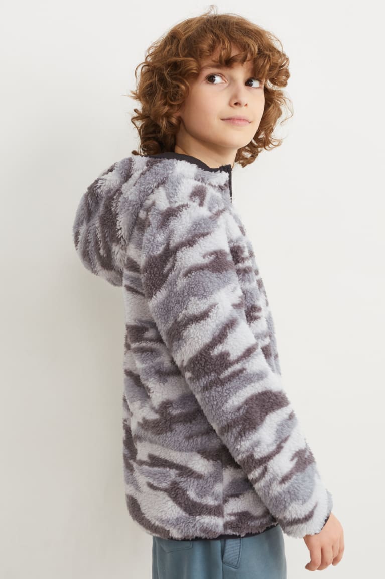  Grise Sweat à Capuche C&A Teddy Fur With Hood Patterned - france SQL-7926695