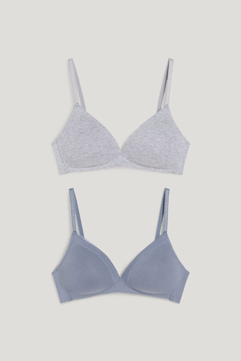  Grise Bleu Foncé Sous Vêtement C&A Multipack Of 2 Non-wired Bra Rembourré Organic Coton - france SZW-9337509