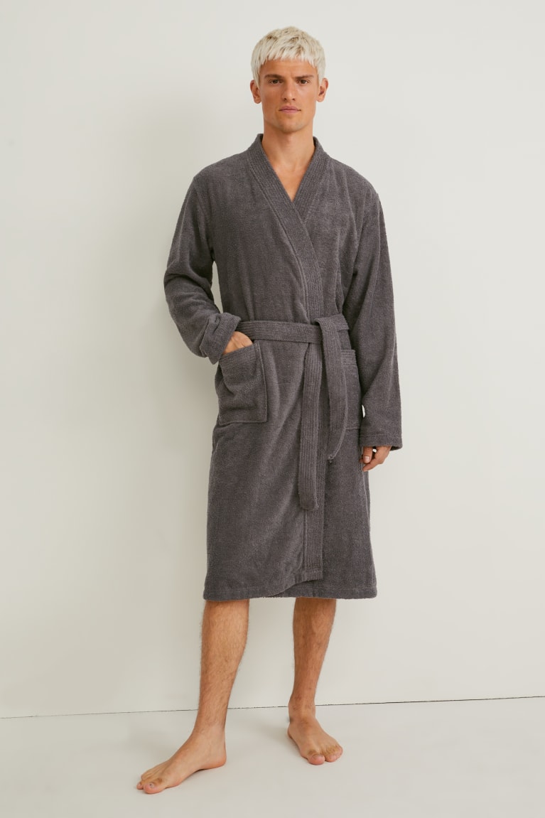  Grise Marron Sous Vêtement C&A Terry Cloth Bathrobe Organic Coton - france SUN-7871498