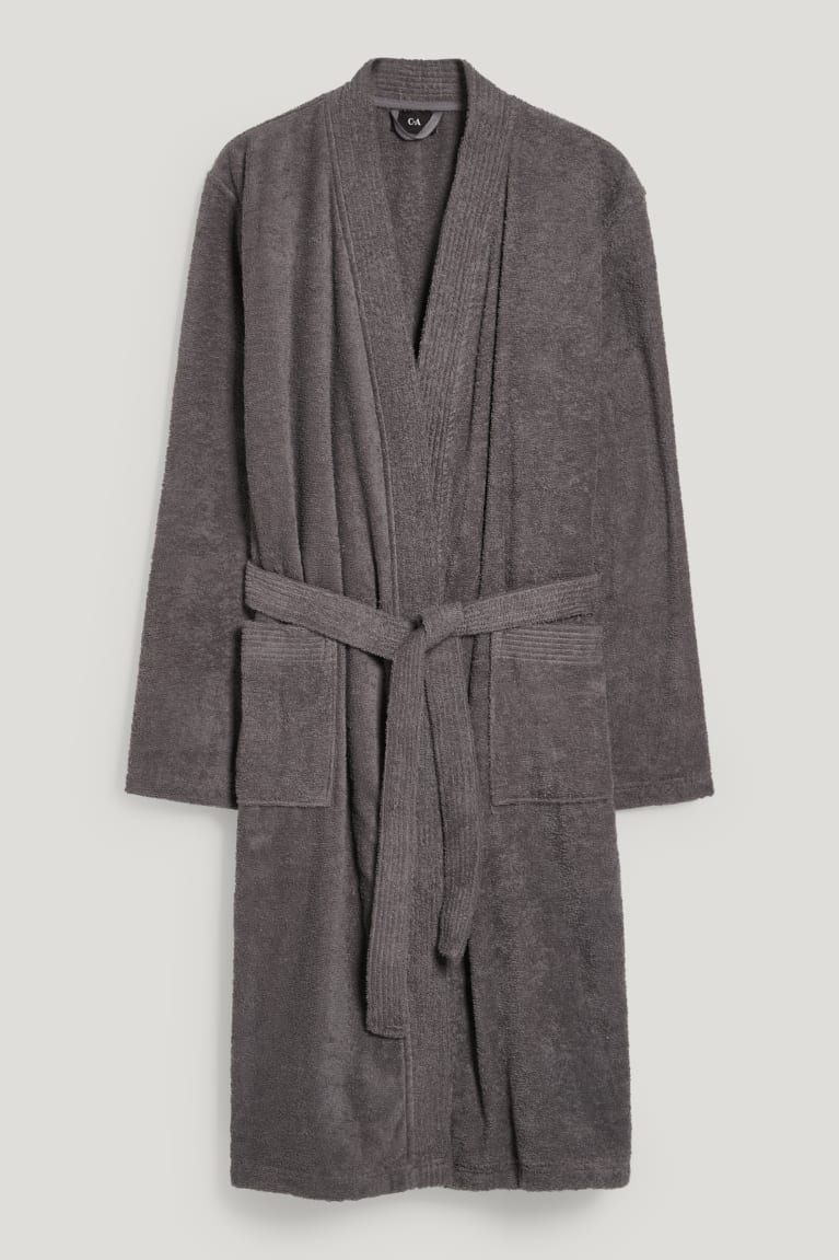  Grise Marron Sous Vêtement C&A Terry Cloth Bathrobe Organic Coton - france SUN-7871498