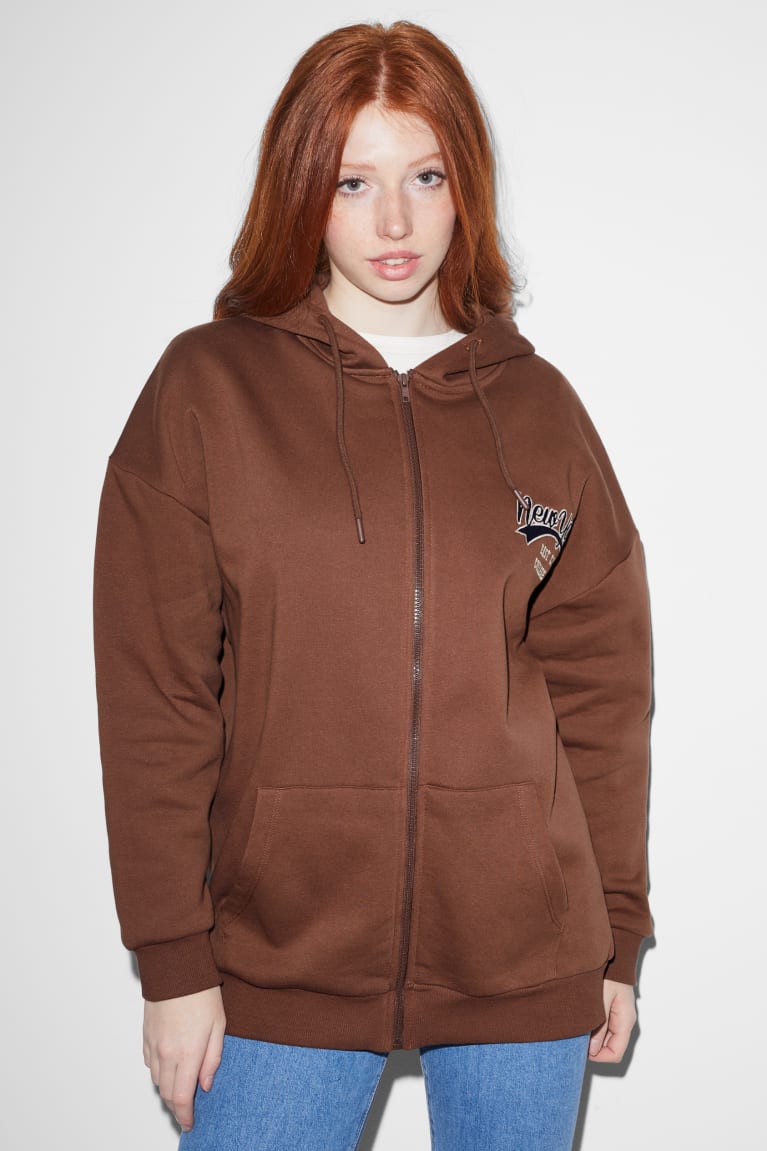  Marron Sweats C&A Clockhouse Zip-through With Hood - france LCQ-0523102