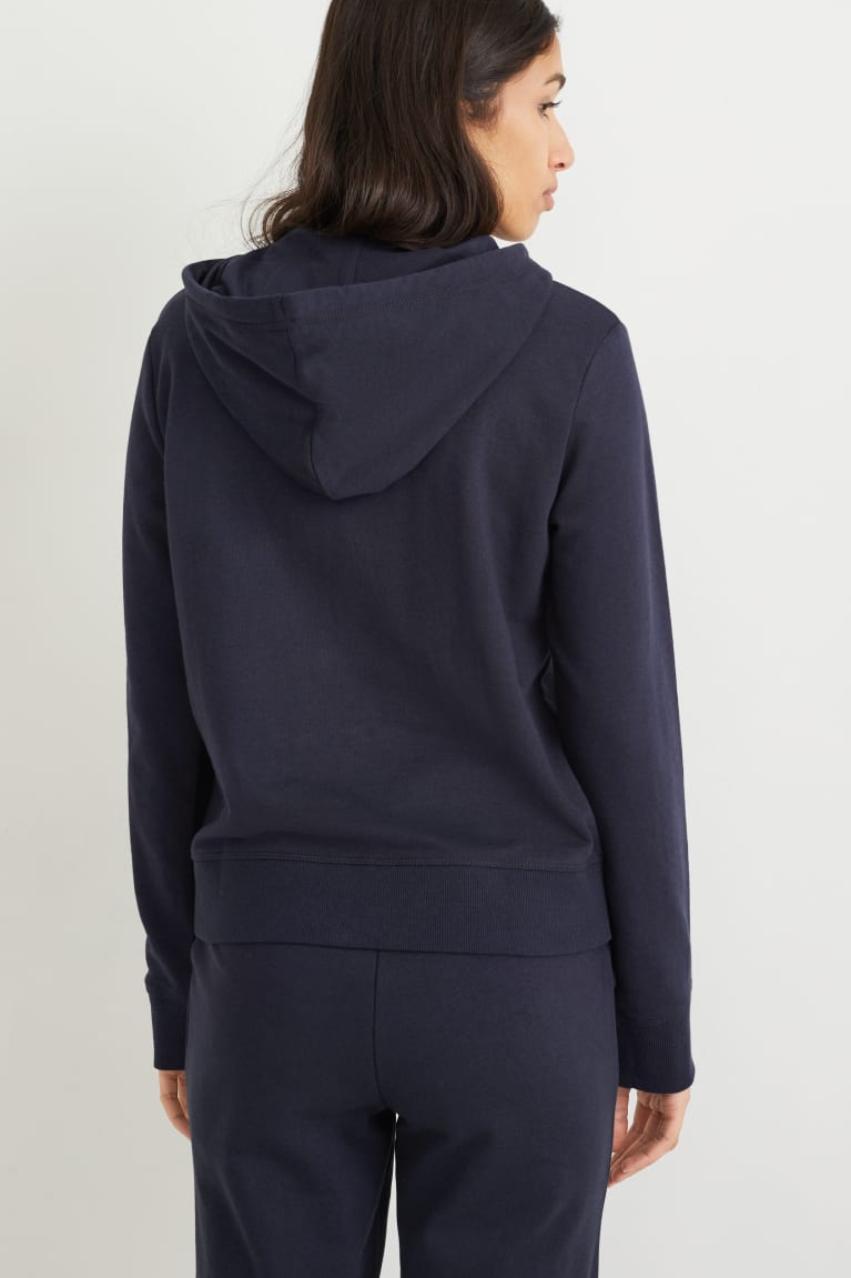  Bleu Foncé Sweats C&A Basic Zip-through With Hood Organic Coton - france TQK-1490188