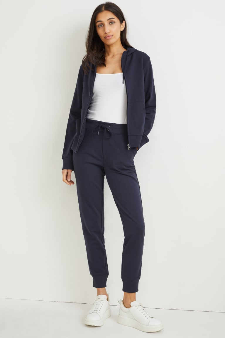  Bleu Foncé Sweats C&A Basic Zip-through With Hood Organic Coton - france TQK-1490188