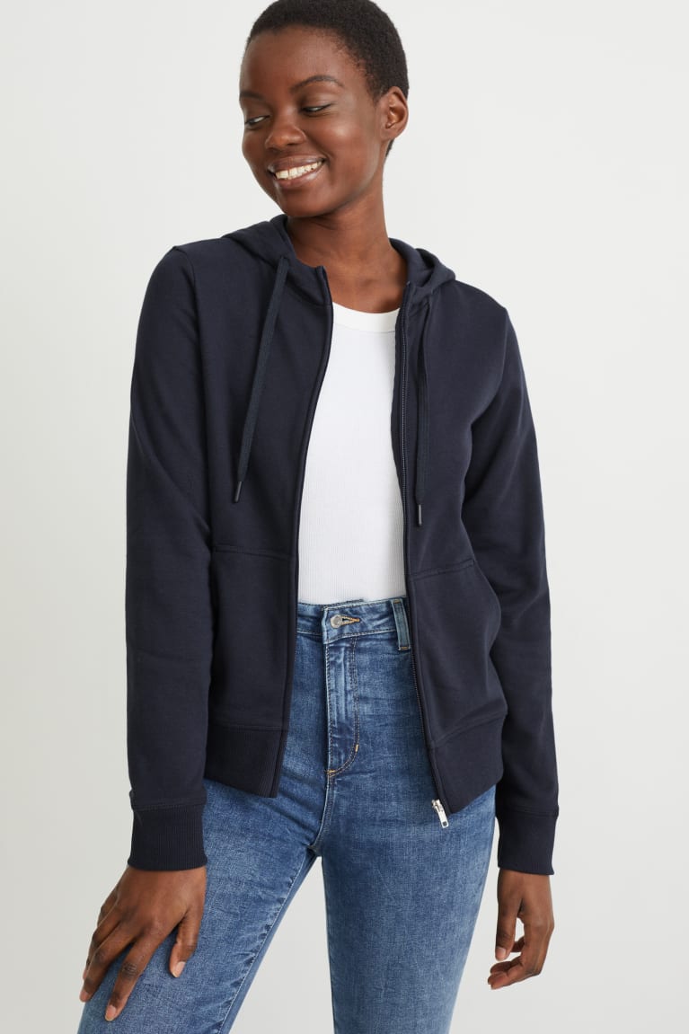  Bleu Foncé Sweats C&A Basic Zip-through With Hood With Organic Coton - france ZFH-4848322