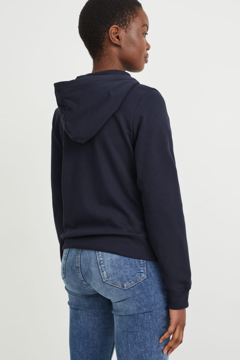  Bleu Foncé Sweats C&A Basic Zip-through With Hood With Organic Coton - france ZFH-4848322