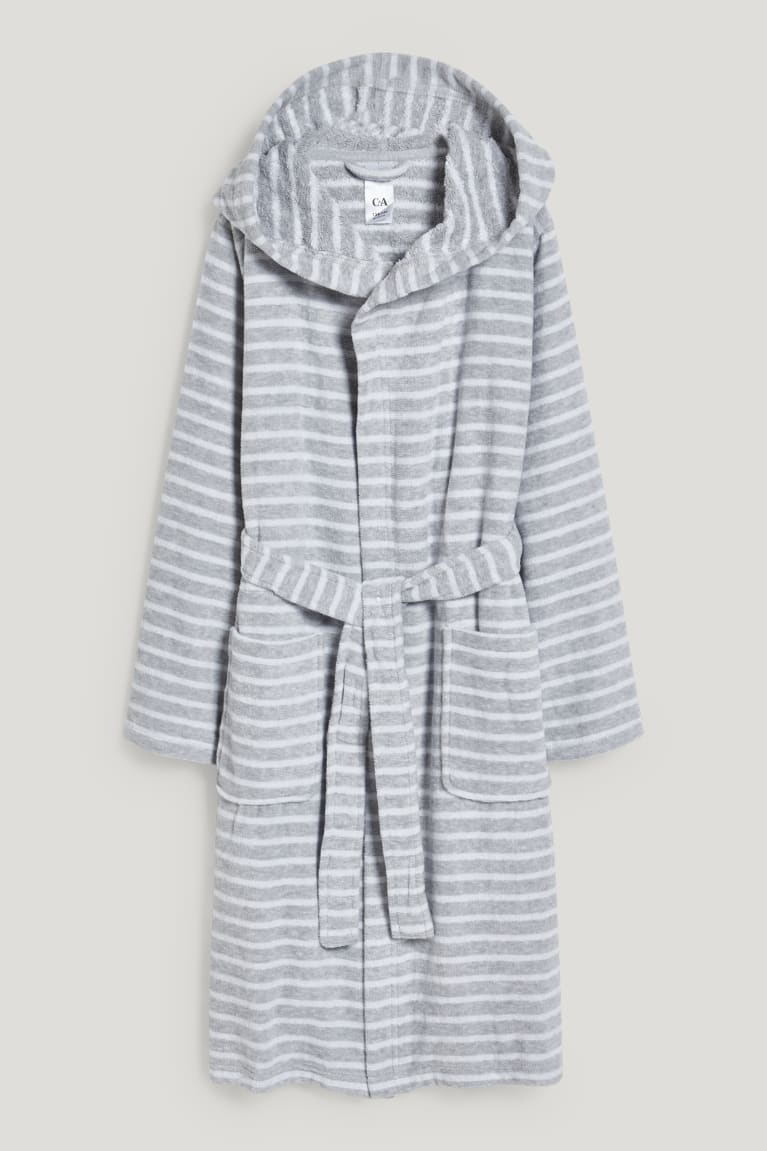  Grise Clair Sous Vêtement C&A Bathrobe With Hood Rayé - france PLU-1281622