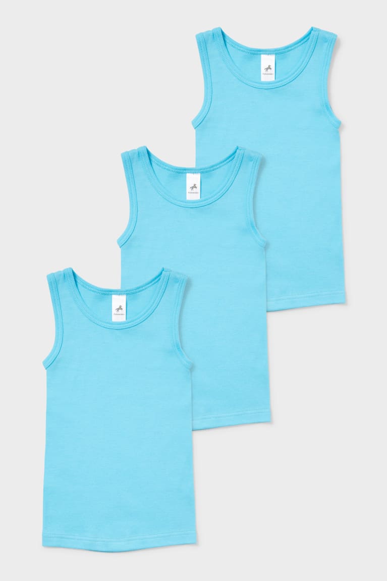  Turquoise Sous Vêtement C&A Multipack Of 3 Vest Organic Coton - france CDM-4810543