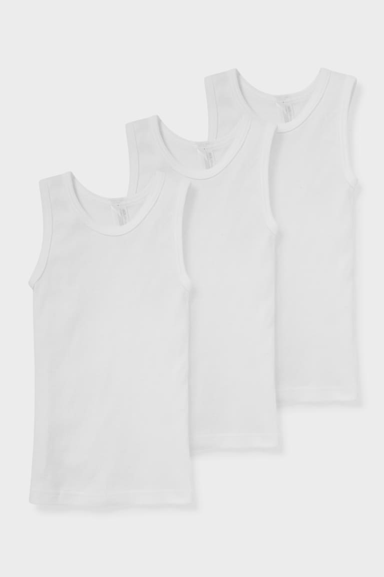  Blanche Sous Vêtement C&A Multipack Of 3 Vest Organic Coton - france JDL-3716403