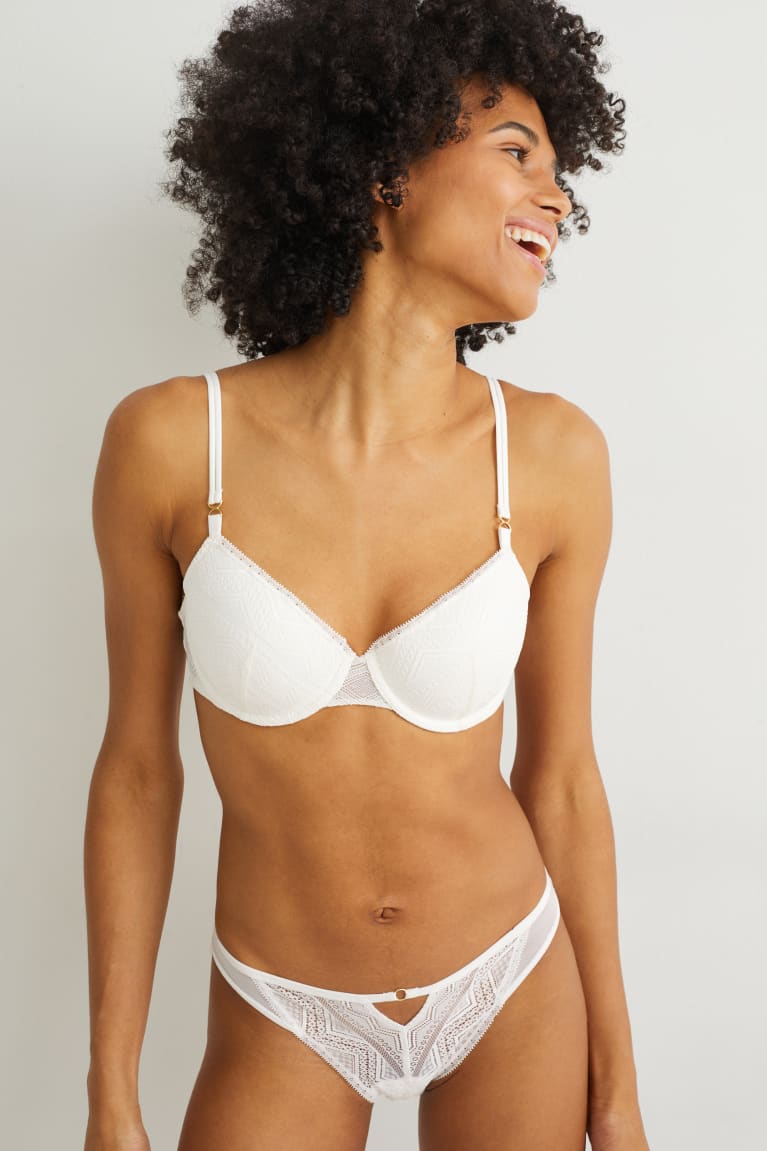  Blanche Sous Vêtement C&A Underwire Bra Demi Rembourré - france FGD-9408691