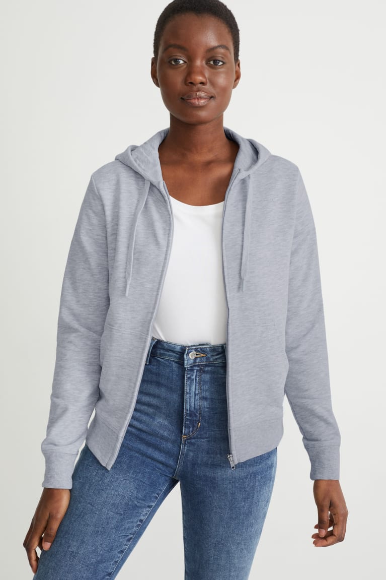  Grise Clair Sweats C&A Basic Zip-through With Hood With Organic Coton - france QEJ-3212561