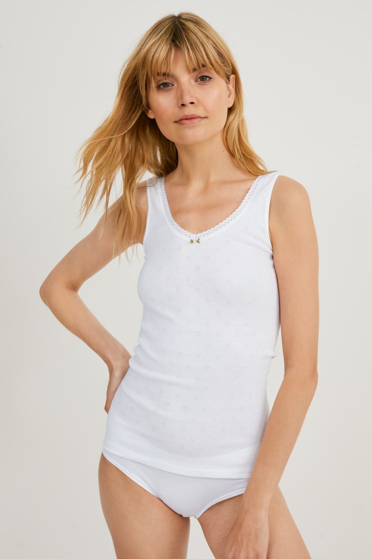  Blanche Sous Vêtement C&A Camisole Organic Coton - france XPE-1542578