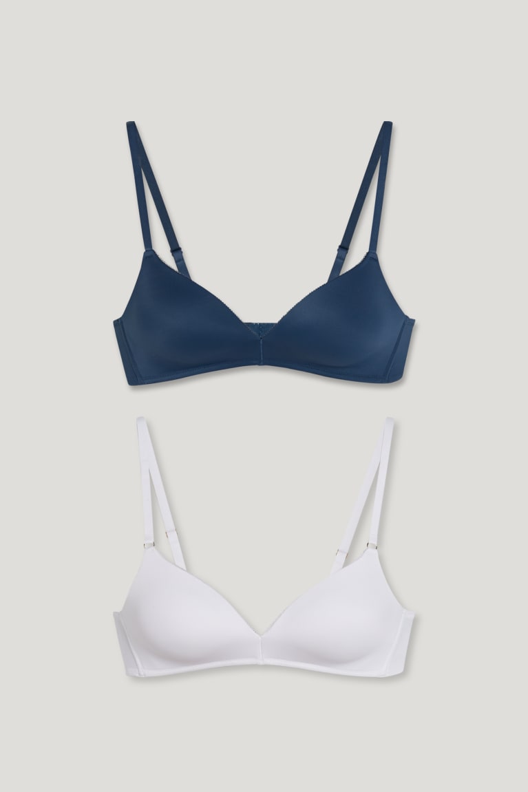  Blanche Sous Vêtement C&A Multipack Of 2 Non-wired Bra Rembourré Lycra - france DKZ-5437040