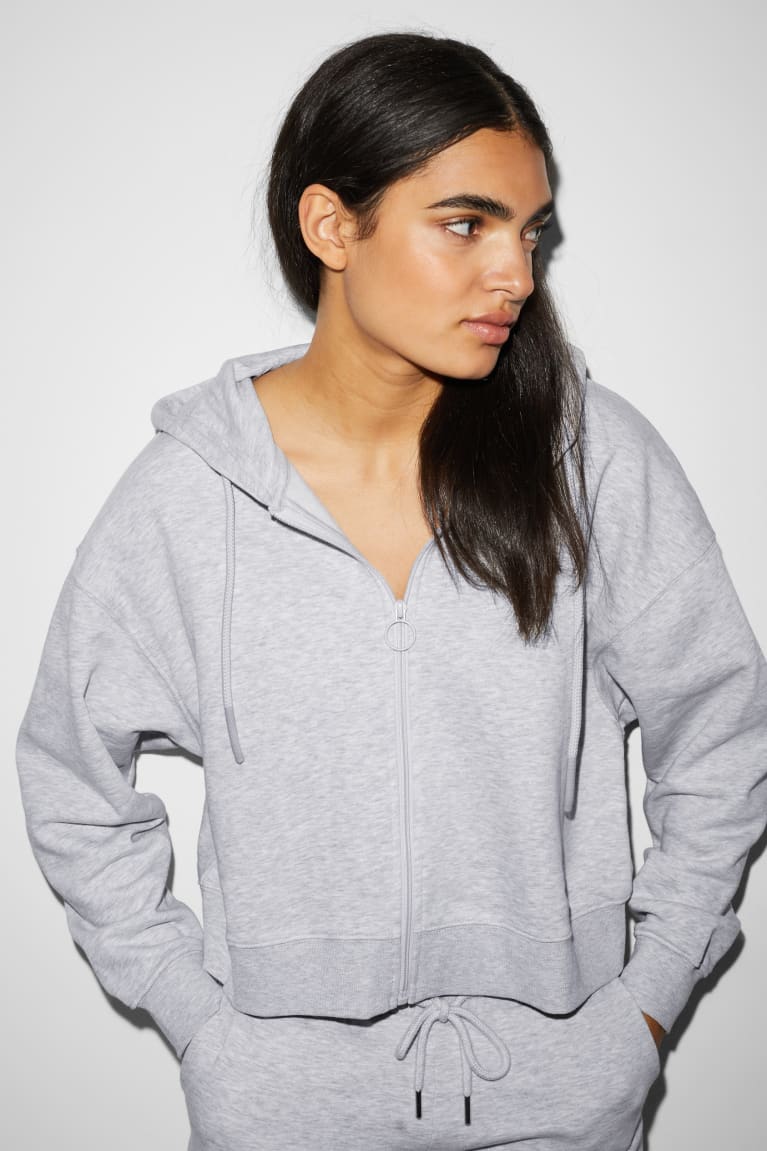  Grise Clair Sweats C&A Clockhouse Zip-through With Hood - france IAE-4458297