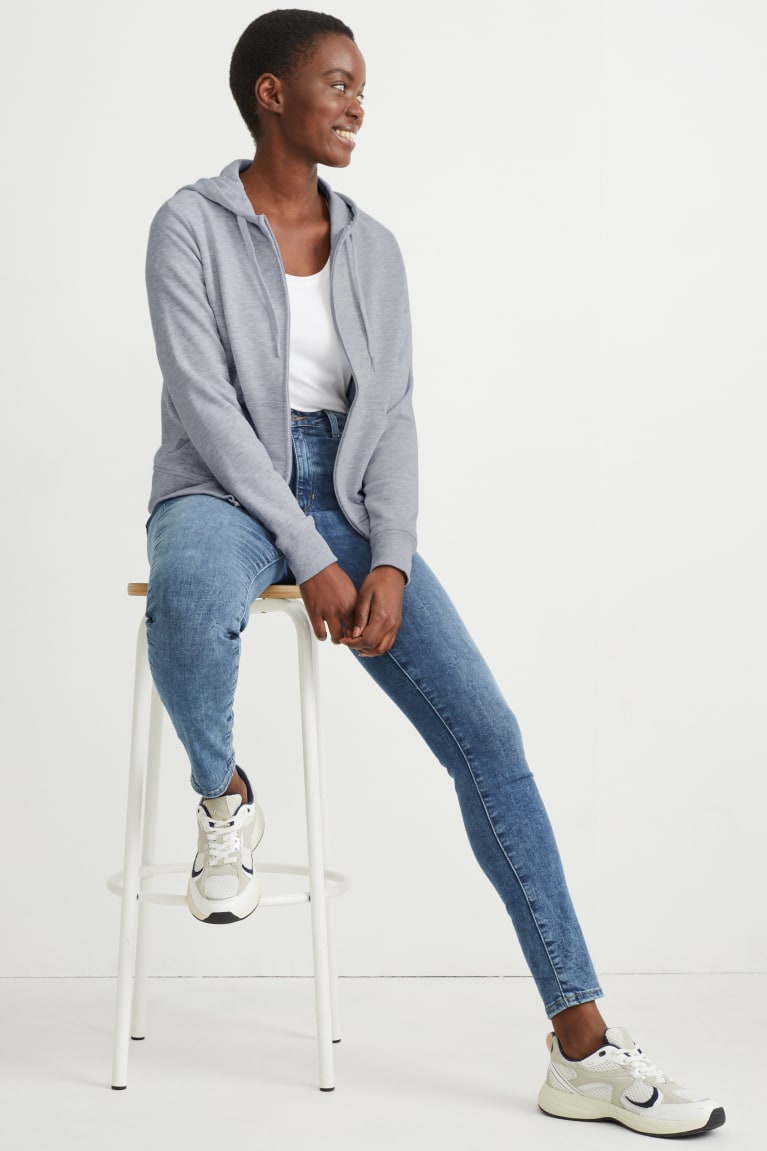  Grise Clair Sweats C&A Basic Zip-through With Hood With Organic Coton - france ZOJ-9508411