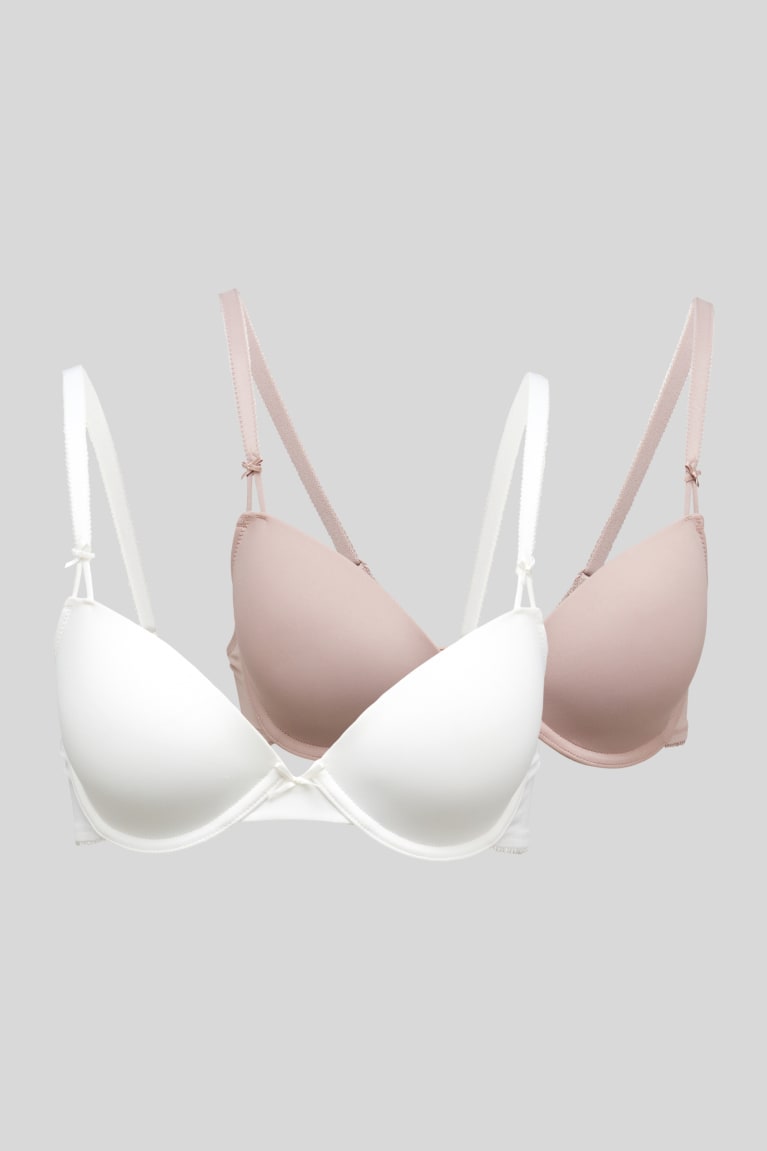  Beige Sous Vêtement C&A Multipack Of 2 Underwire Bra Demi Rembourré - france AEV-7616260