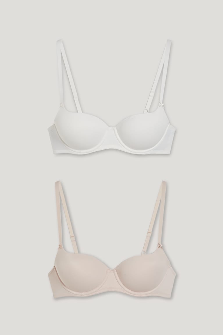  Beige Sous Vêtement C&A Multipack Of 2 Underwire Bra Full Coverage Rembourré - france ZFC-6776597