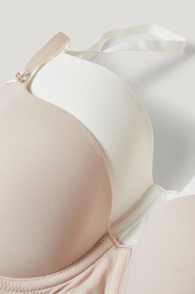  Beige Sous Vêtement C&A Multipack Of 2 Underwire Bra Full Coverage Rembourré - france ZFC-6776597