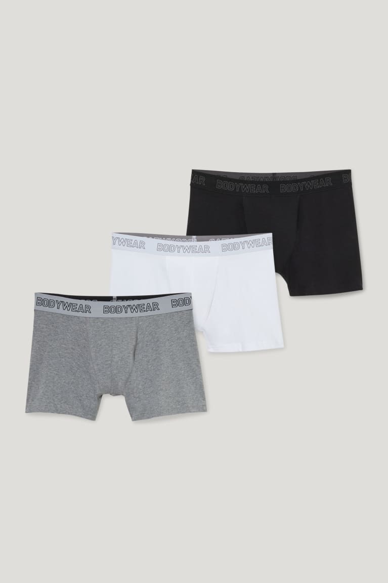  Blanche Noir Sous Vêtement C&A Multipack Of 3 Trunks Organic Coton Lycra - france EHE-6080149