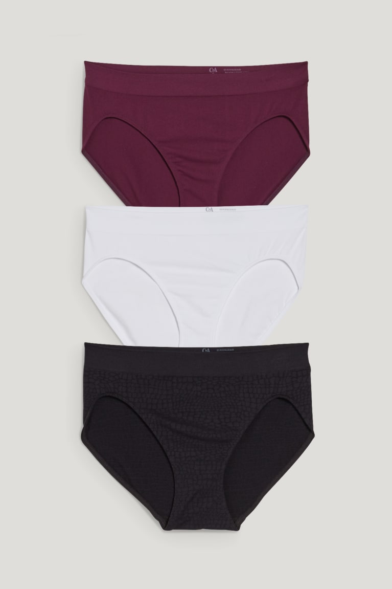  Blanche Noir Sous Vêtement C&A Multipack Of 3 Briefs Seamless - france NRU-6501095