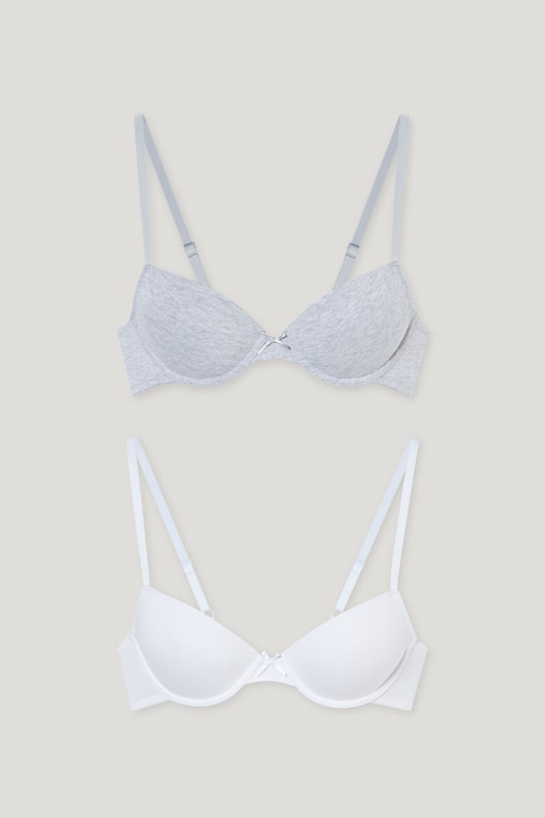  Blanche Grise Sous Vêtement C&A Multipack Of 2 Underwire Bra Demi Rembourré - france NHN-1303249