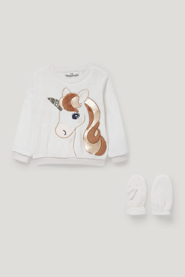  Blanche Sweats C&A Unicorn Set And Mittens 2 Piece - france WIN-3534712