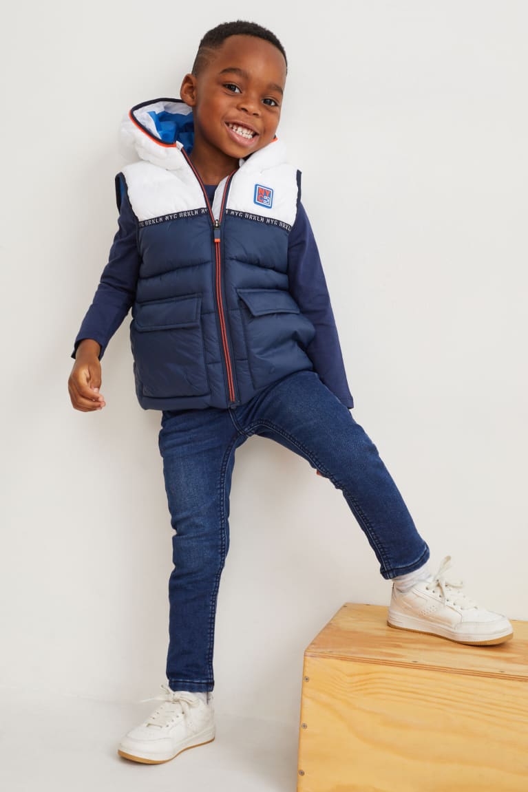  Bleu Foncé Vestes C&A Matelassé Gilet With Hood Recycled - france YWF-6632907