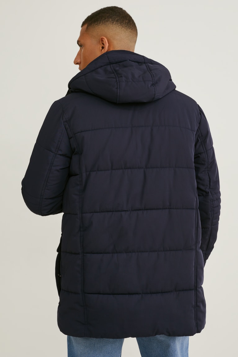  Bleu Foncé Vestes C&A Parka With Hood And Faux Fur Trim D'hiver - france NWR-0509290