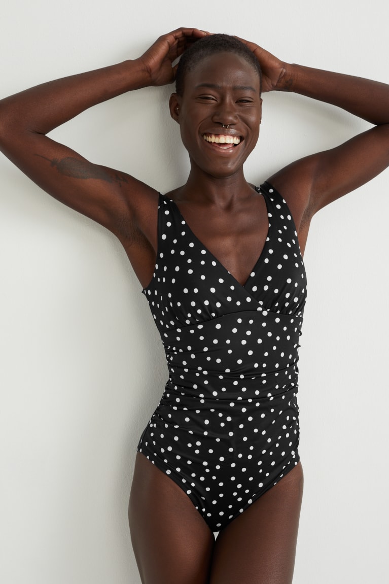  Noir Maillots De Bain C&A Swimsuit Rembourré Polka Dot - france ARS-6437241