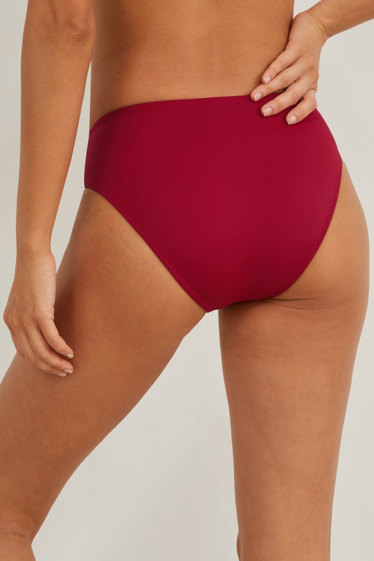  Rouge Foncé Maillots De Bain C&A Bikini Bottoms Mid Rise Lycra Xtra Life Recycled - france MBR-3047789