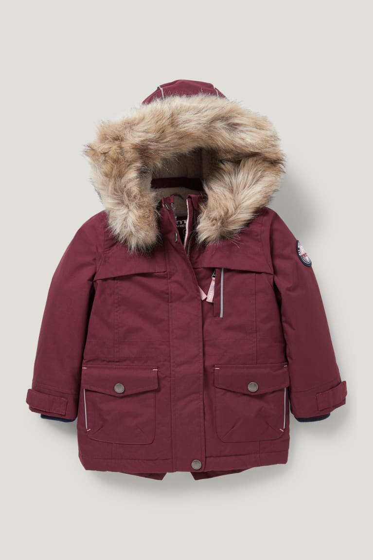  Rouge Foncé Vestes C&A Parka With Hood And Faux Fur Trim D'hiver Recycled - france GFN-8559013