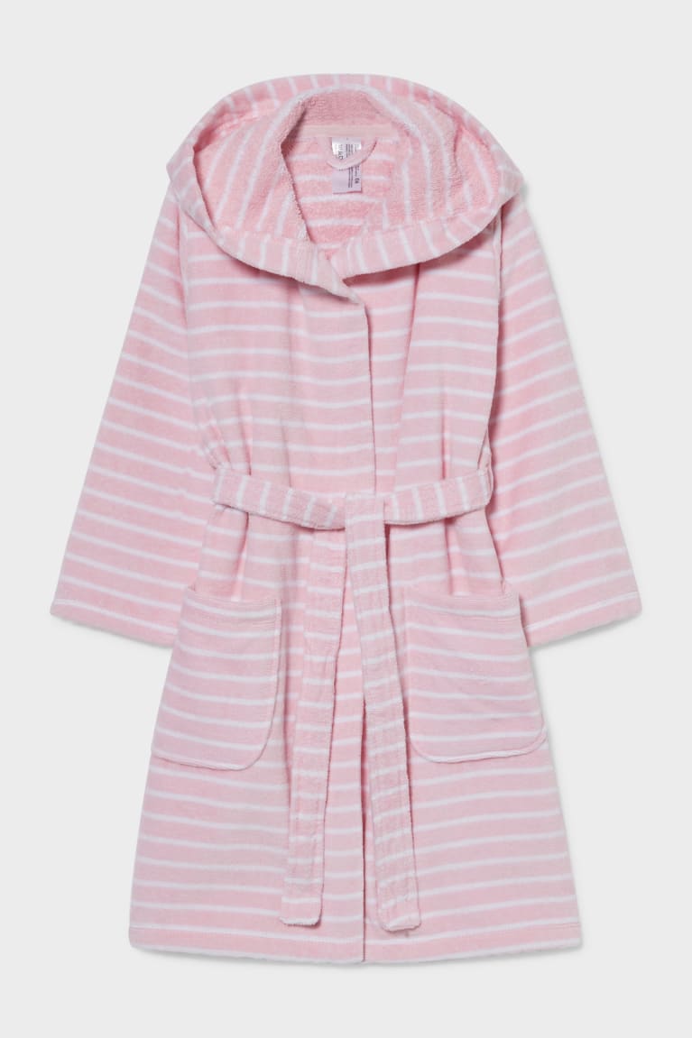  Rose Maillots De Bain C&A Bathrobe With Hood Organic Coton Rayé - france EQR-9583056