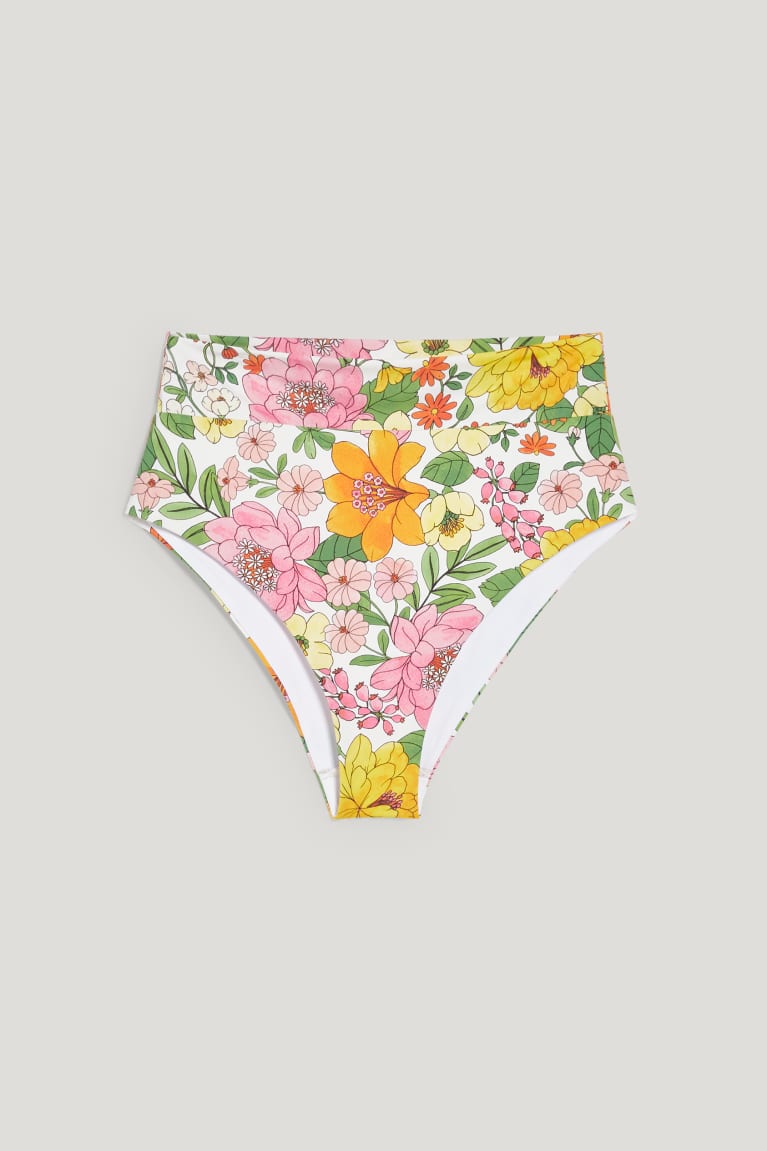  Multicoloured Maillots De Bain C&A Bikini Bottoms High Rise Lycra Xtra Life Floral - france RNI-3456921