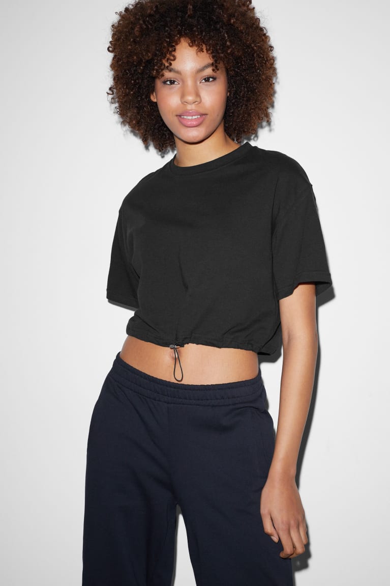  Noir T Shirts C&A Clockhouse Cropped - france BIJ-6265271