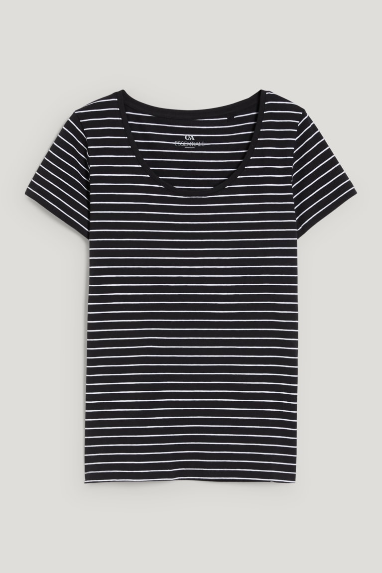  Noir Blanche T Shirts C&A BasicOrganic Coton Rayé - france UIH-6457867