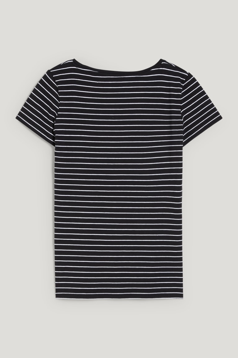  Noir Blanche T Shirts C&A BasicOrganic Coton Rayé - france UIH-6457867