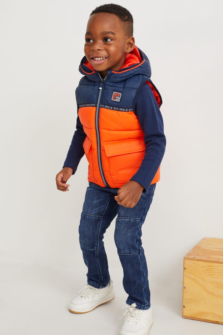  Orange Vestes C&A Matelassé Gilet With Hood Recycled - france KRV-7899735