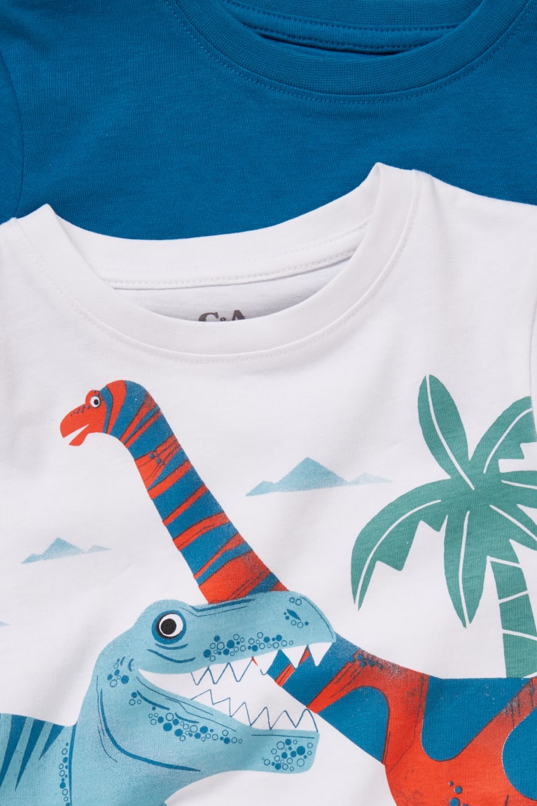  Bleu Blanche T Shirts C&A Multipack Of 2 Dinosaur And Digger Sleeve - france UTH-7416807