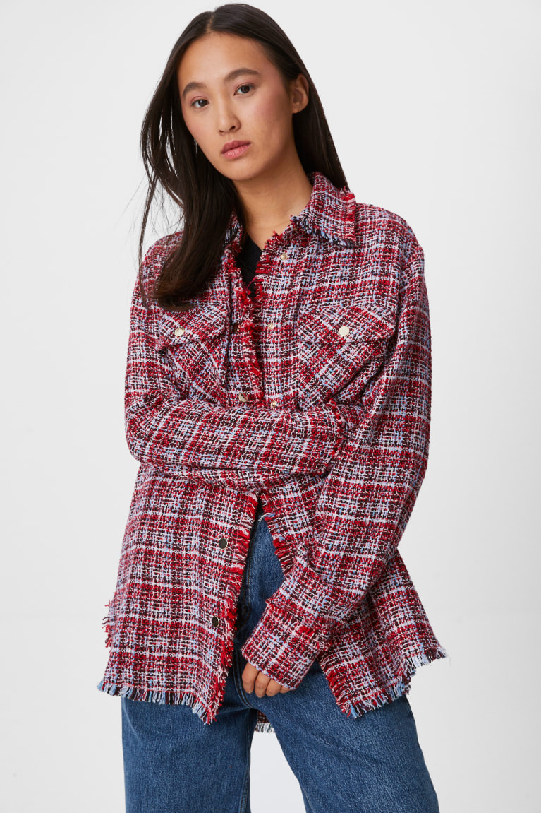  Rouge Vestes C&A Bouclé Shacket Check - france GCT-9769429