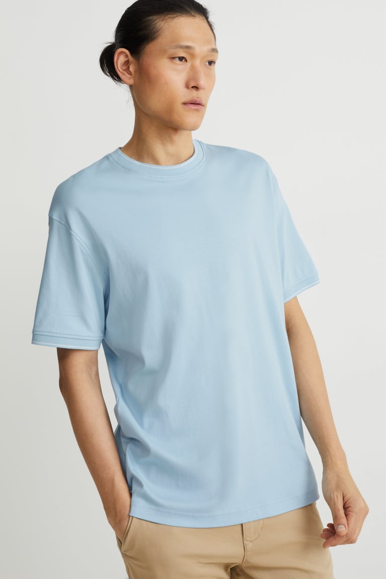  Bleu Clair T Shirts C&A Pima Coton - france FUP-8584961