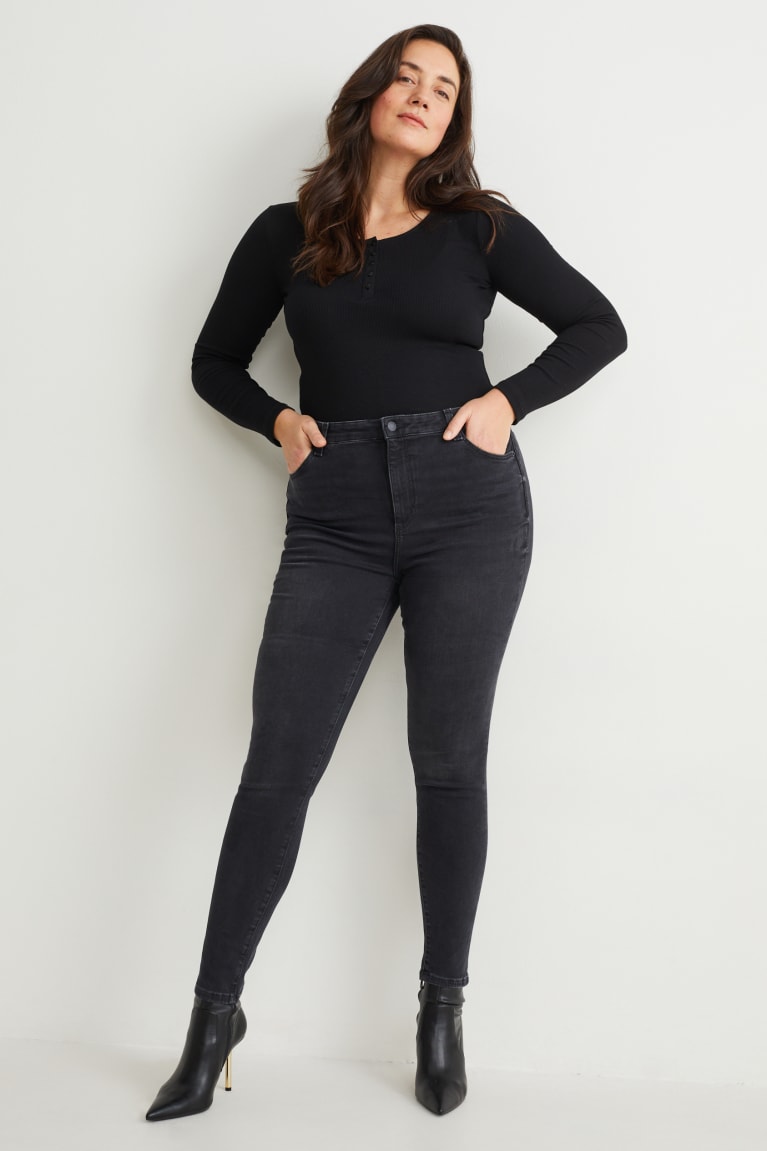  Noir Jean C&A Curvy High Taille Mince Fit Lycra Recycled - france PGP-4027142