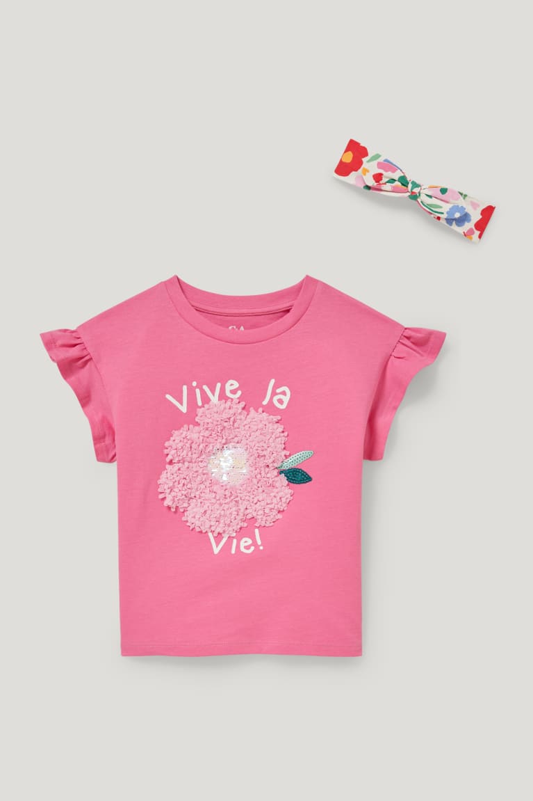  Rose T Shirts C&A Set Sleeve And Hairband 2 Piece Floral - france HVR-8819924