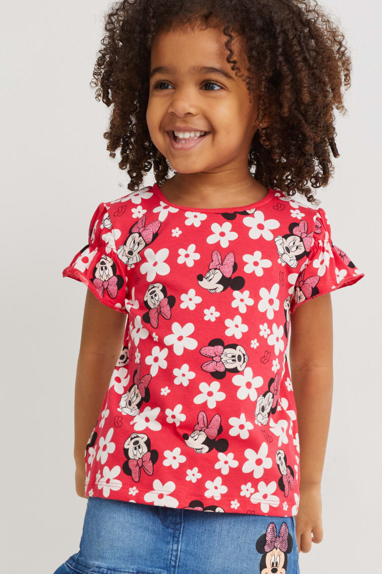  Rouge T Shirts C&A Minnie Mouse Sleeve Floral - france BNJ-5751452