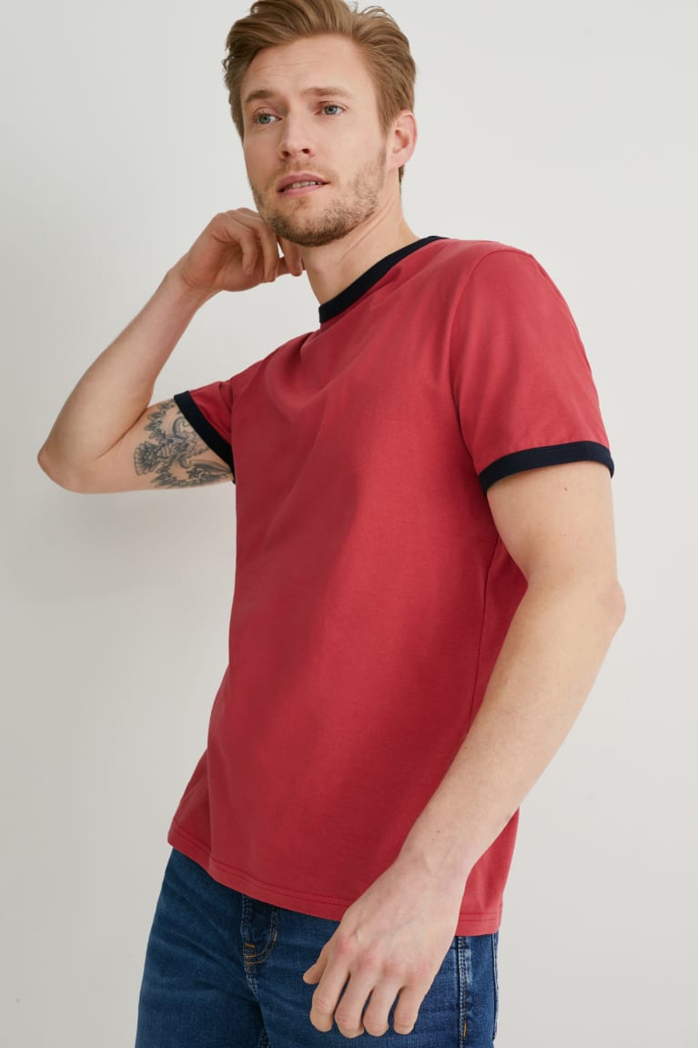  Rouge T Shirts C&A Organic Coton - france CET-4951319