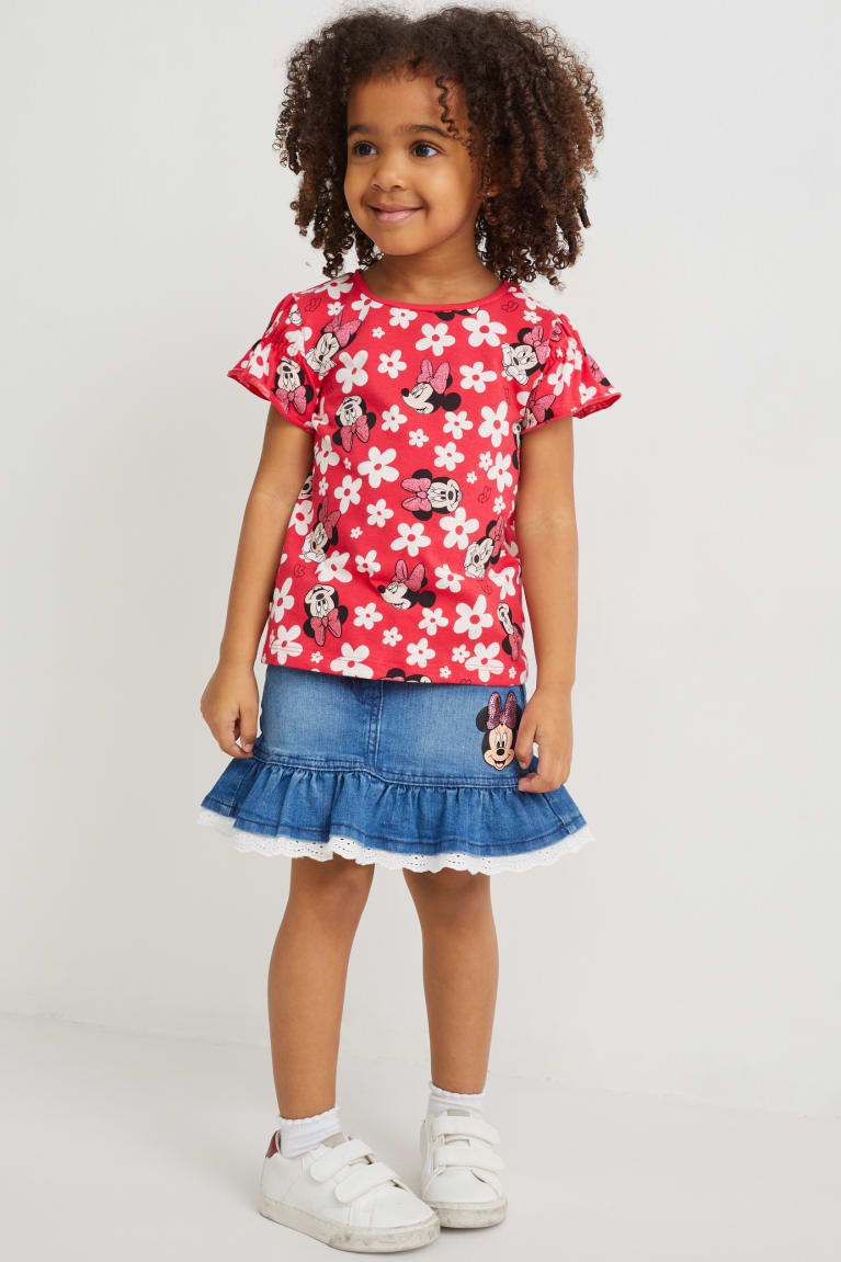  Rouge T Shirts C&A Minnie Mouse Sleeve Floral - france BNJ-5751452