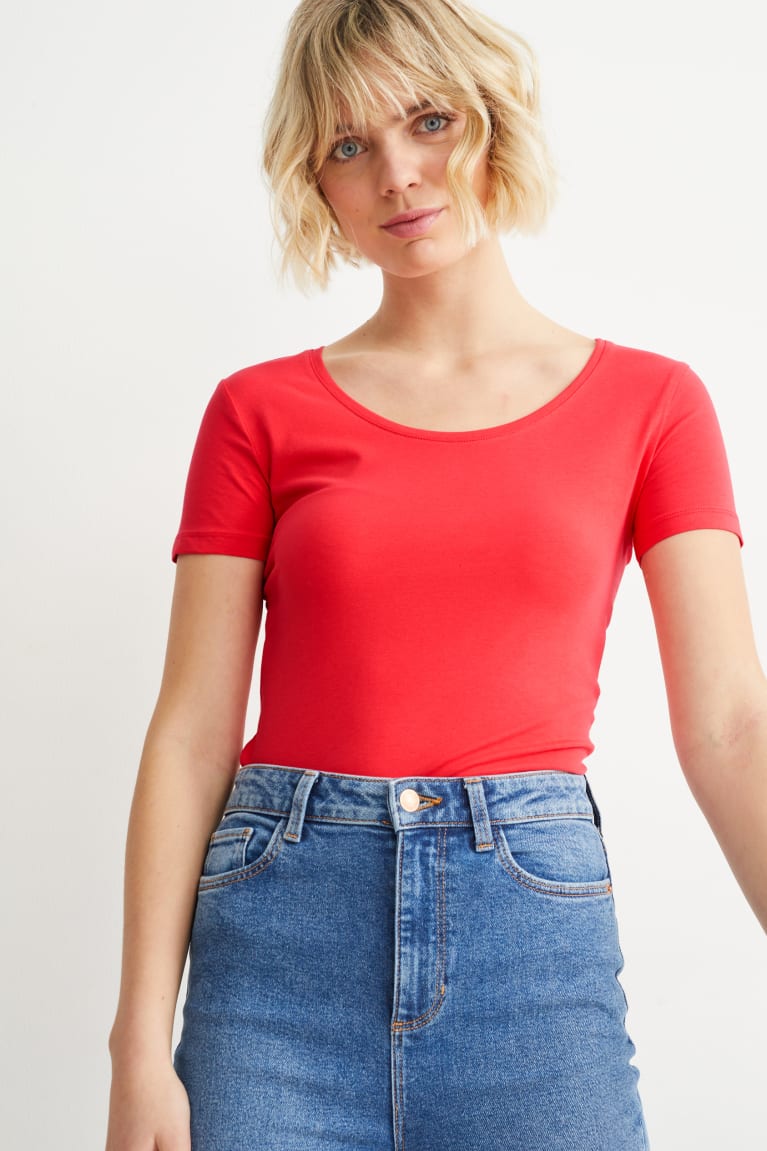  Rouge T Shirts C&A Organic Coton - france ZSP-5941547