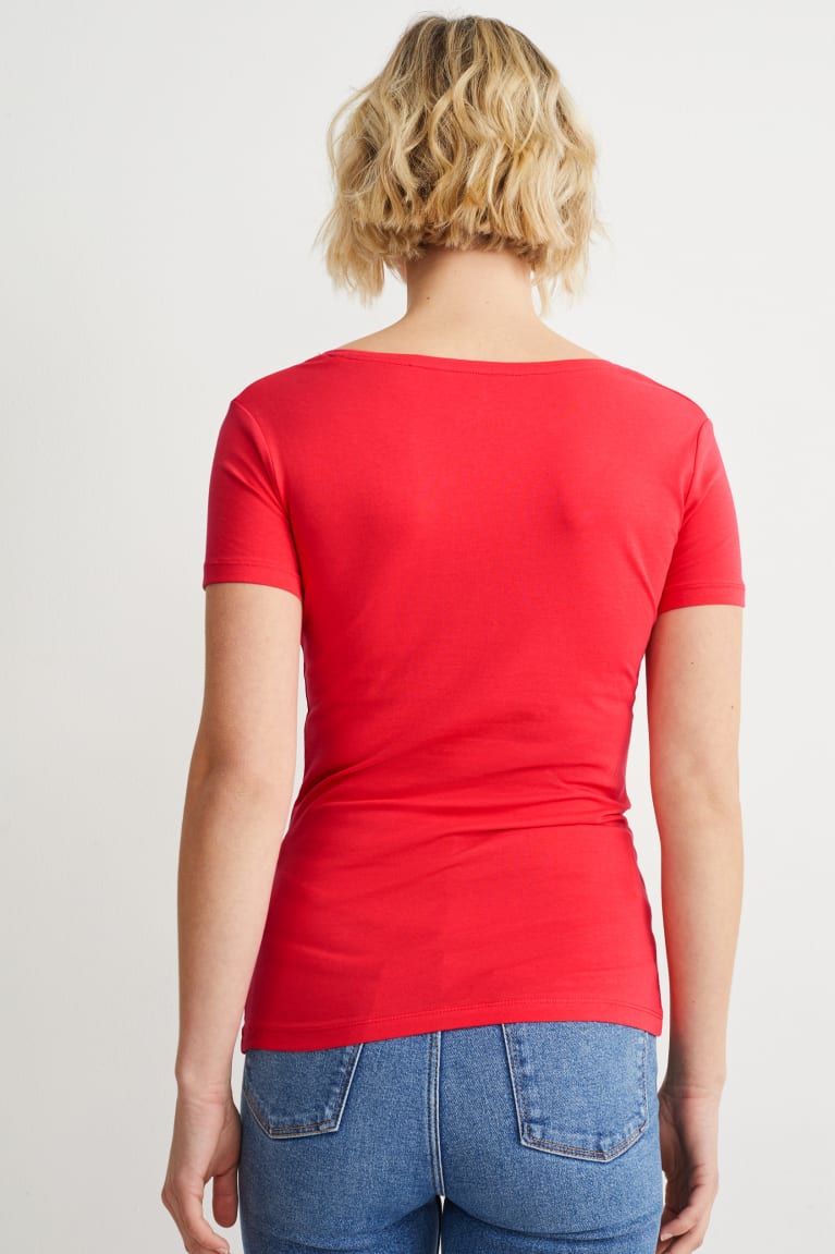  Rouge T Shirts C&A Organic Coton - france ZSP-5941547