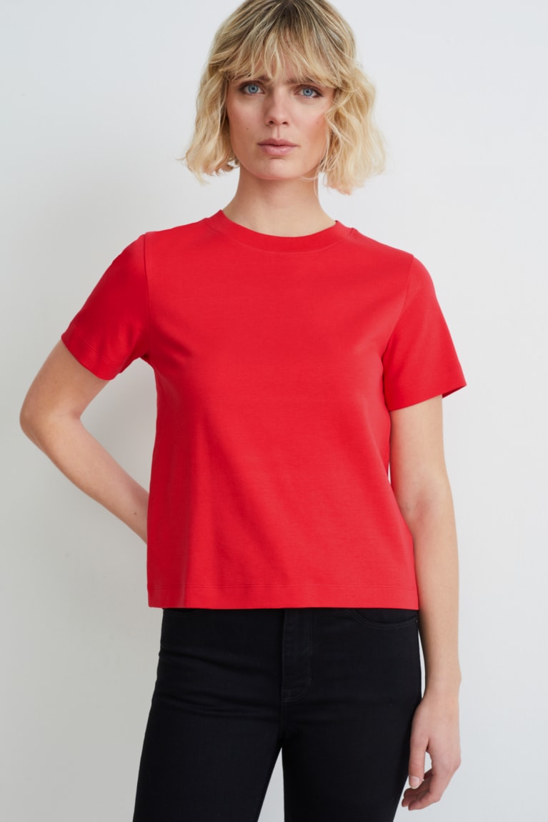  Rouge T Shirts C&A Organic Coton - france ZOJ-7670018