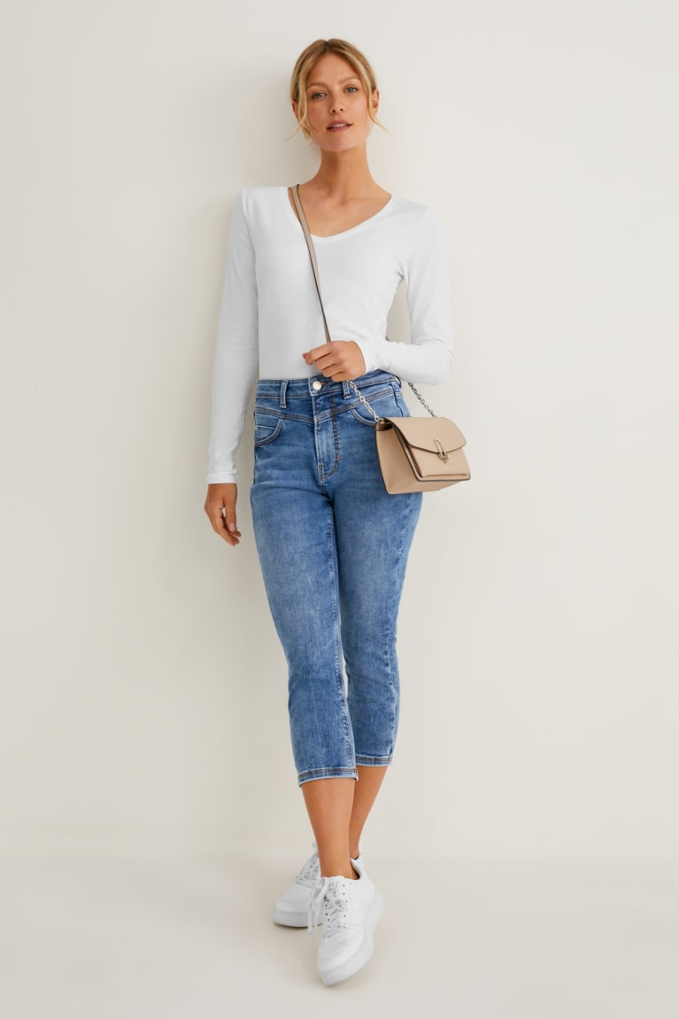  Bleu Jean C&A Capri High Taille - france UQI-5180018